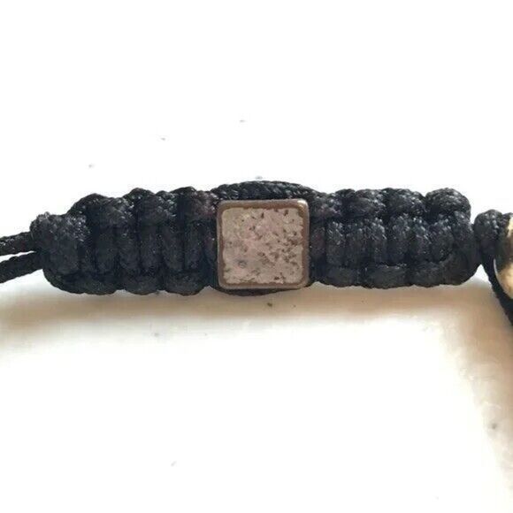 Rhinestone Bead Bracelet Black Cord Silver Tone Costume Jewelry - Picture 6 of 8